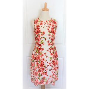 Lauren Ralph Lauren Cherry Blossom Floral Sheath Dress White Pink Sz 0
